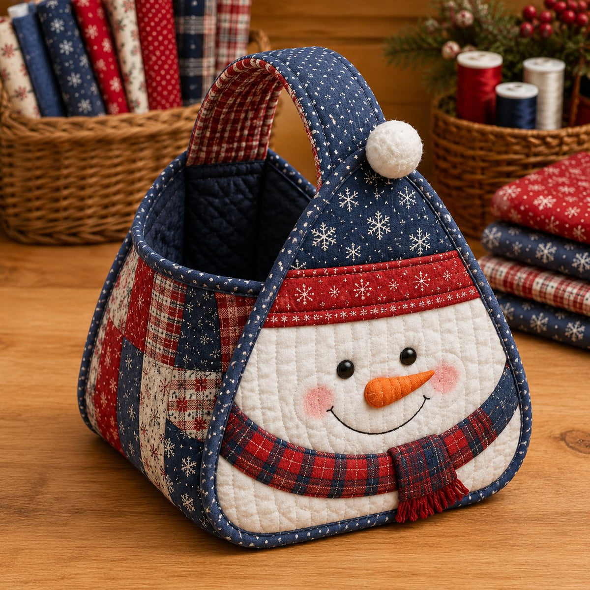 ๐ Christmas Quilted Carry Basket โ DIY Sewing Kit & Finished Basket ๐