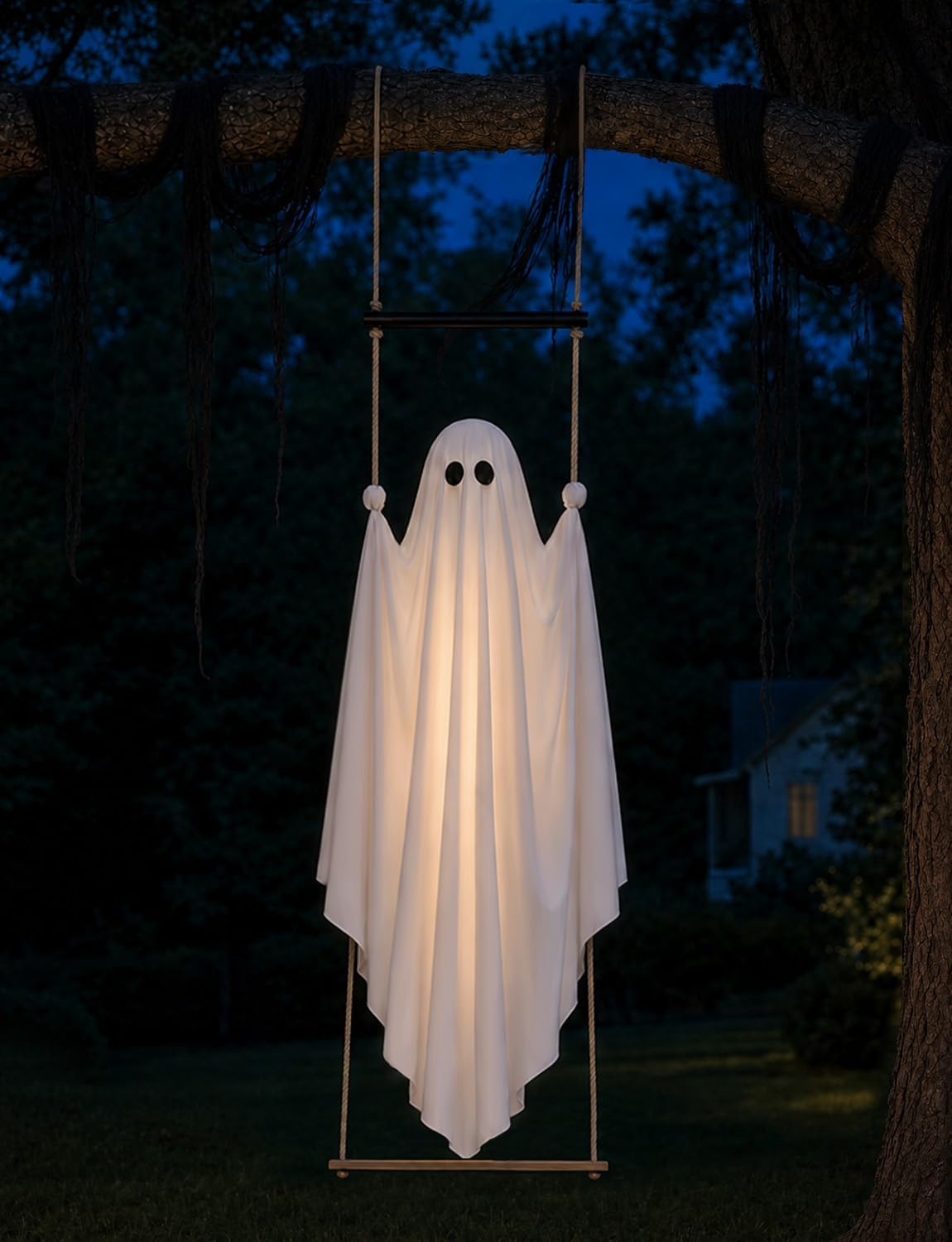 Halloween Decorations Outdoor 5FT Pre-Assembled Hanging Swing Ghost