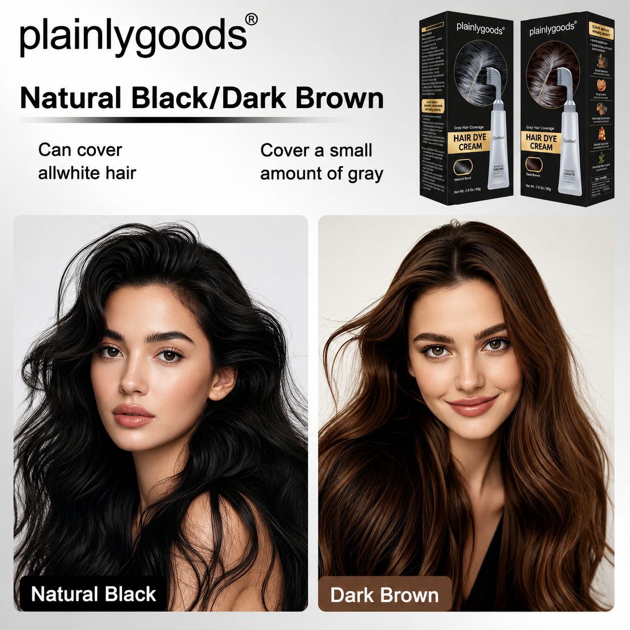 Plainlygoods Hair Dye Comb – 100% Gray Coverage, Black