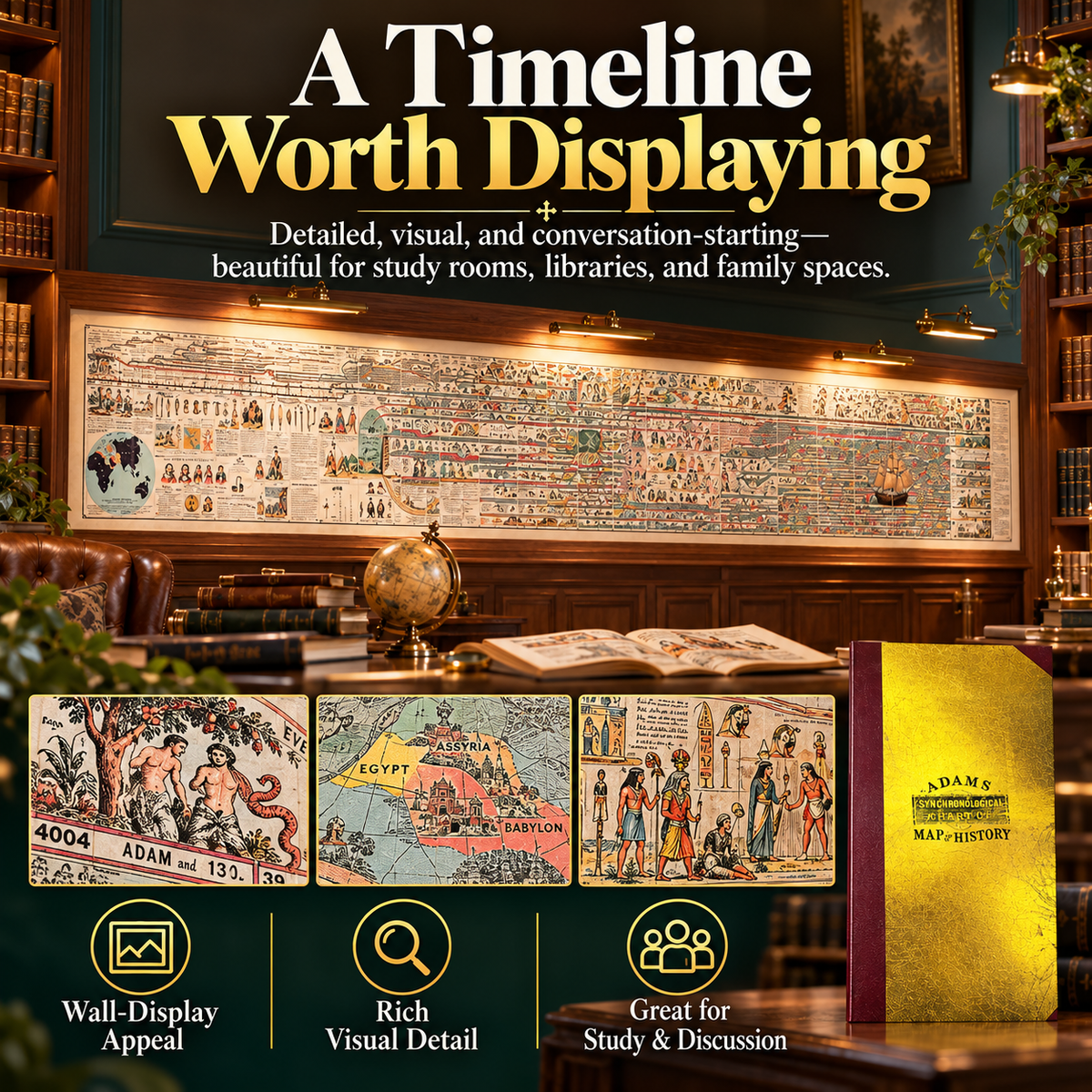 📜 Adams Time Chart 3.0 – 23-Ft Fold-Out Bible & World History Timeline | Premium Gold-Foil Edition