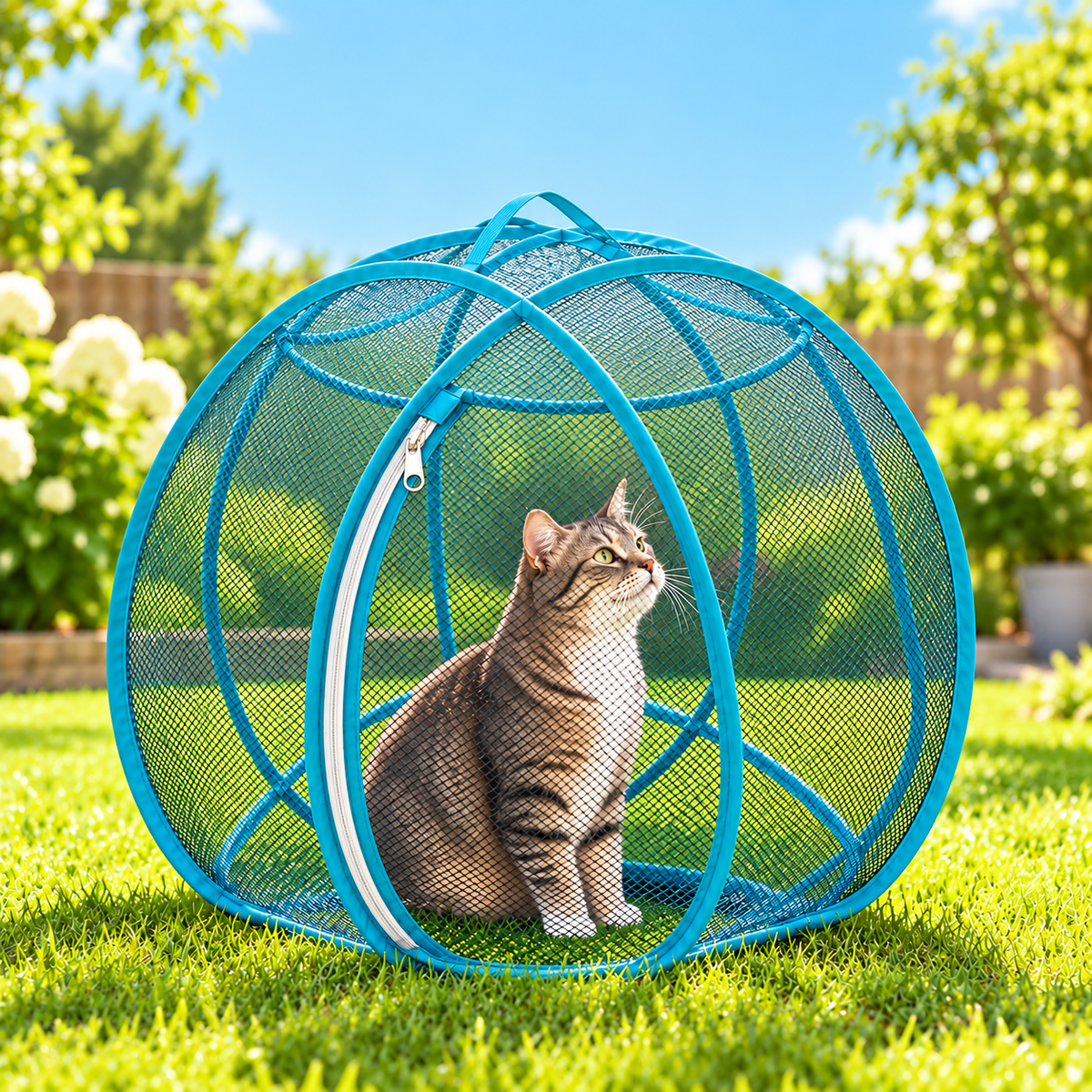 🐱 Pop-Up Cat Playpen – 32' Breathable Mesh Indoor & Outdoor Pet Enclosure