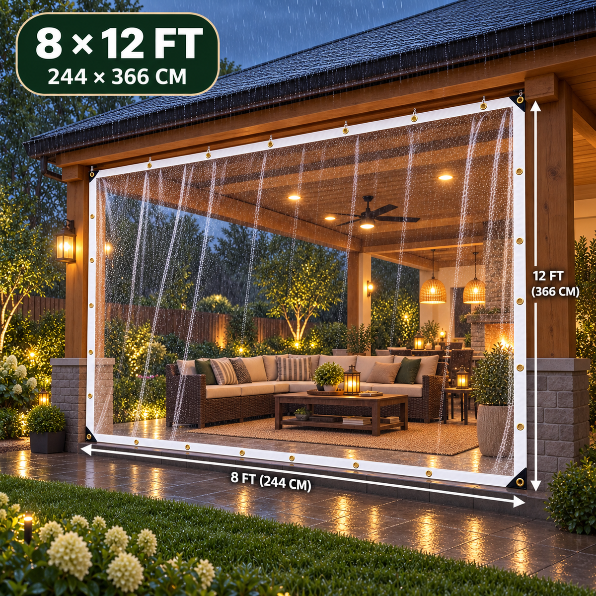🌧️ Clear Weatherproof Outdoor Curtain – Block Wind & Rain, Keep the View