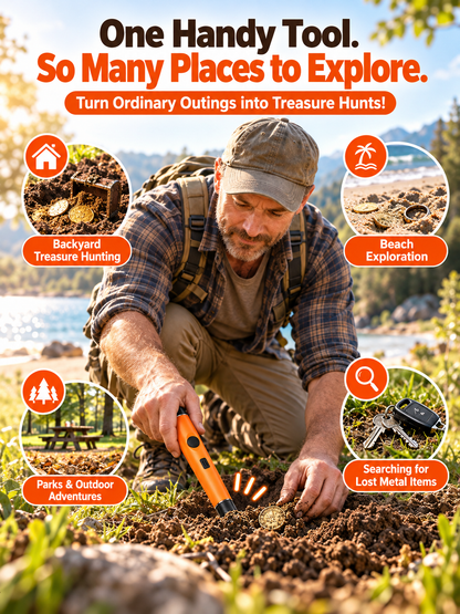 🔎 Handheld Metal Detector Pinpointer – Portable Waterproof Metal Detection Wand for Treasure Hunting