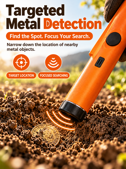 🔎 Handheld Metal Detector Pinpointer – Portable Waterproof Metal Detection Wand for Treasure Hunting