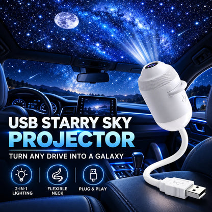 🔥HOT SALE 50% OFF🔥USB Starry Sky Projector Night Light – Flexible Car & Bedroom Galaxy Lamp