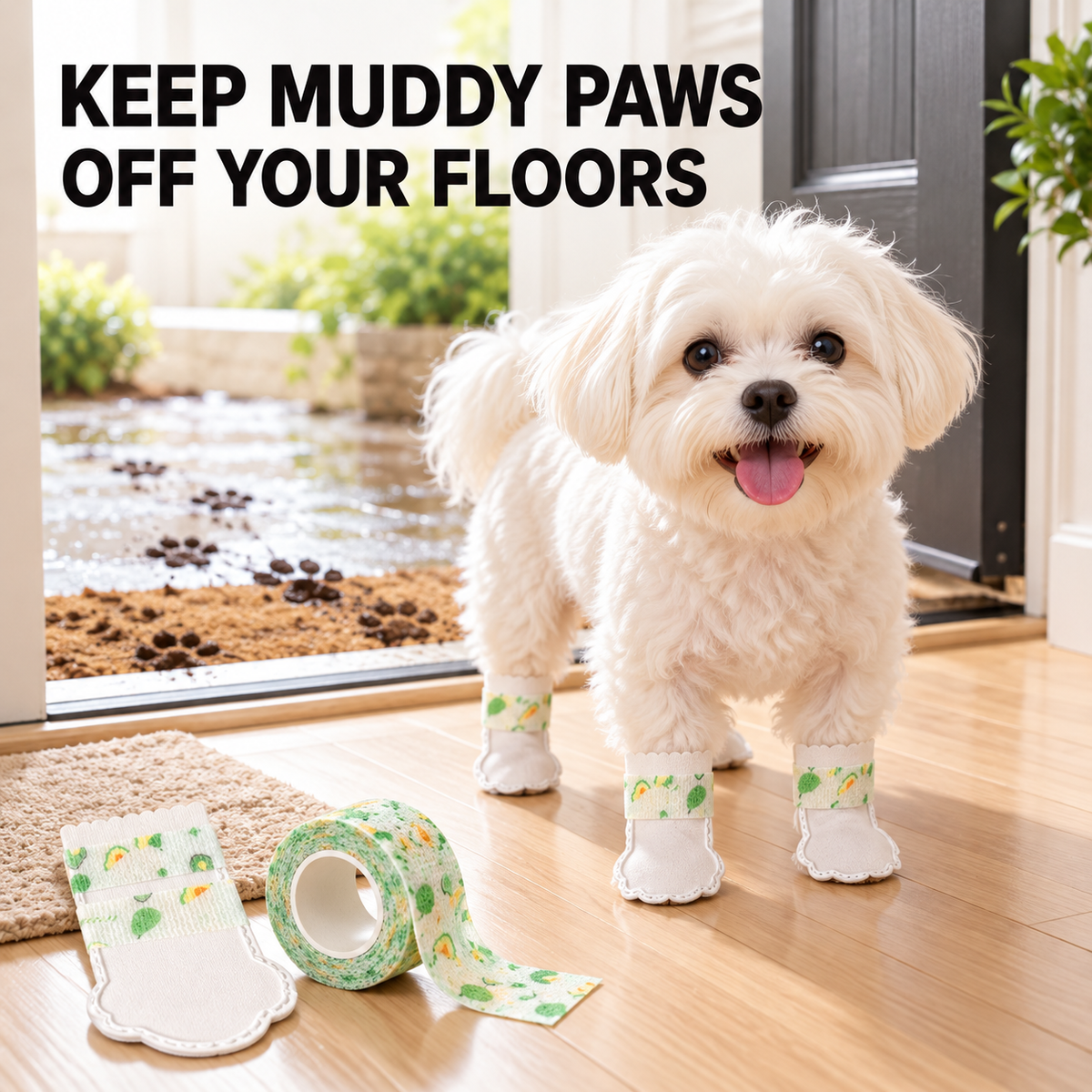 🐾 Keep Muddy Paw Prints Outside—Disposable Dog Paw Covers