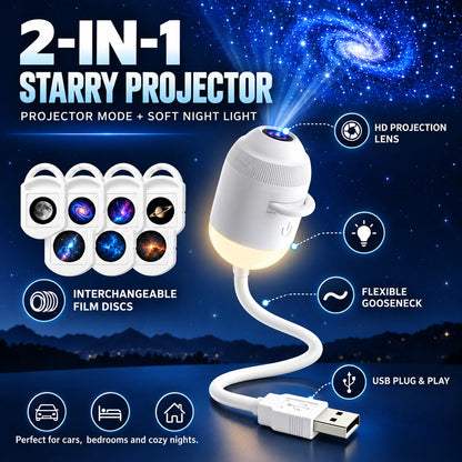 🔥HOT SALE 50% OFF🔥USB Starry Sky Projector Night Light – Flexible Car & Bedroom Galaxy Lamp