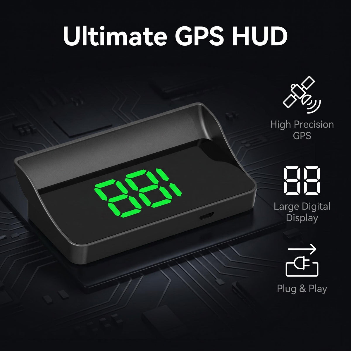 ⚡ Smart GPS Speedometer for Cars – Real-Time MPH/KM/H Display, Auto Brightness & USB Power