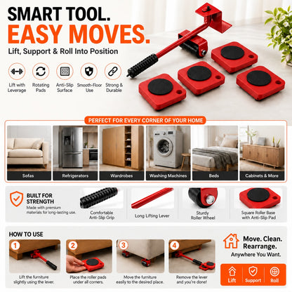 🏡 Furniture Moving Set – Lift, Roll & Rearrange with Less Effort