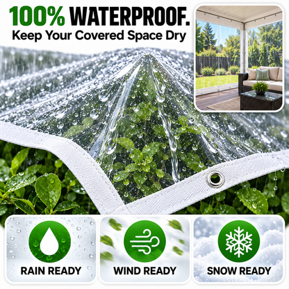 🌧️ Clear Weatherproof Outdoor Curtain – Block Wind & Rain, Keep the View