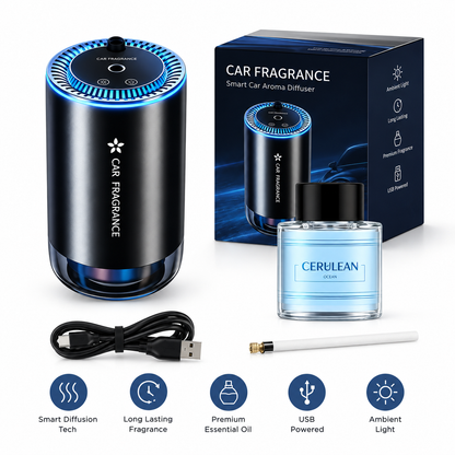 ✨ Smart Car Diffuser with RGB Ambient Light & Star Projector