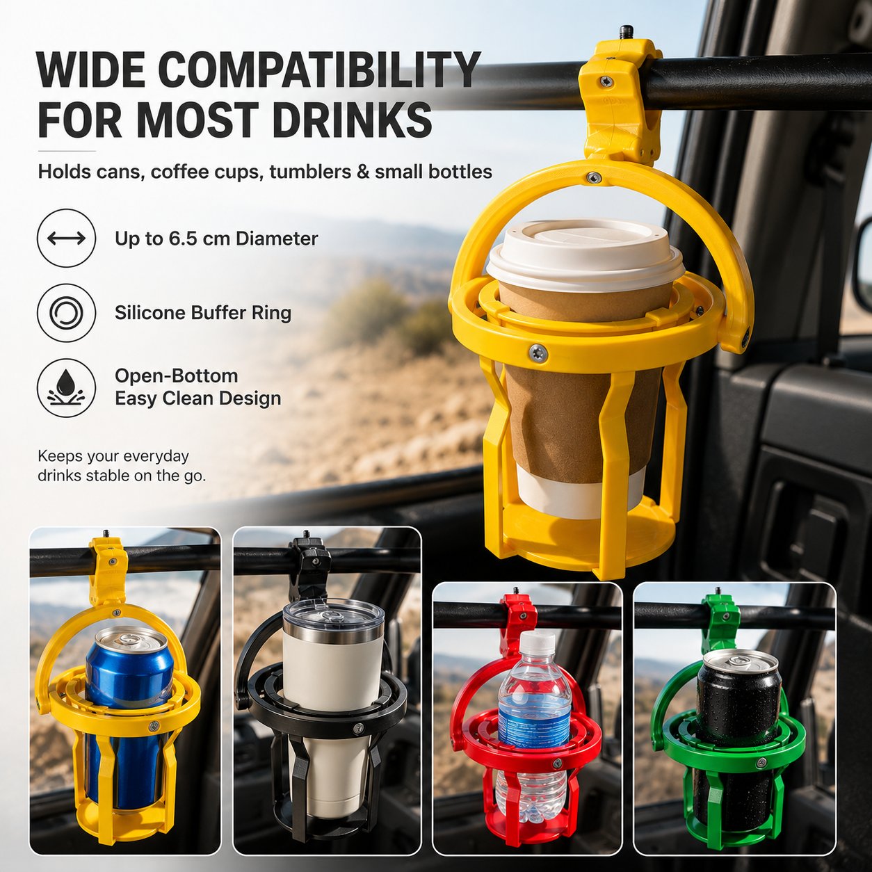 Gyroscopic Anti-Spill Clamp-On Cup Holder 🚚