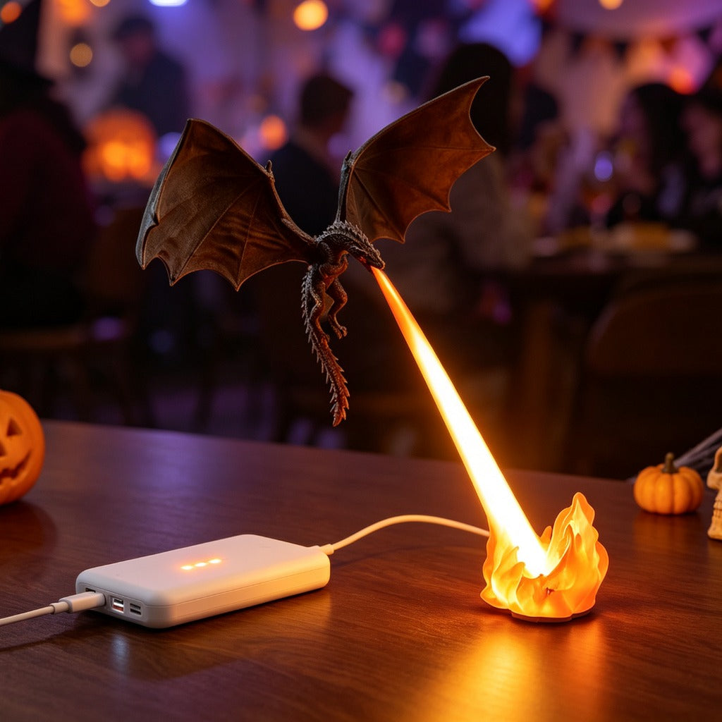 🔥 Mystical Dragon Fire Lamp 🐉 | Halloween LED Night Light & Home Decor 🎃👻