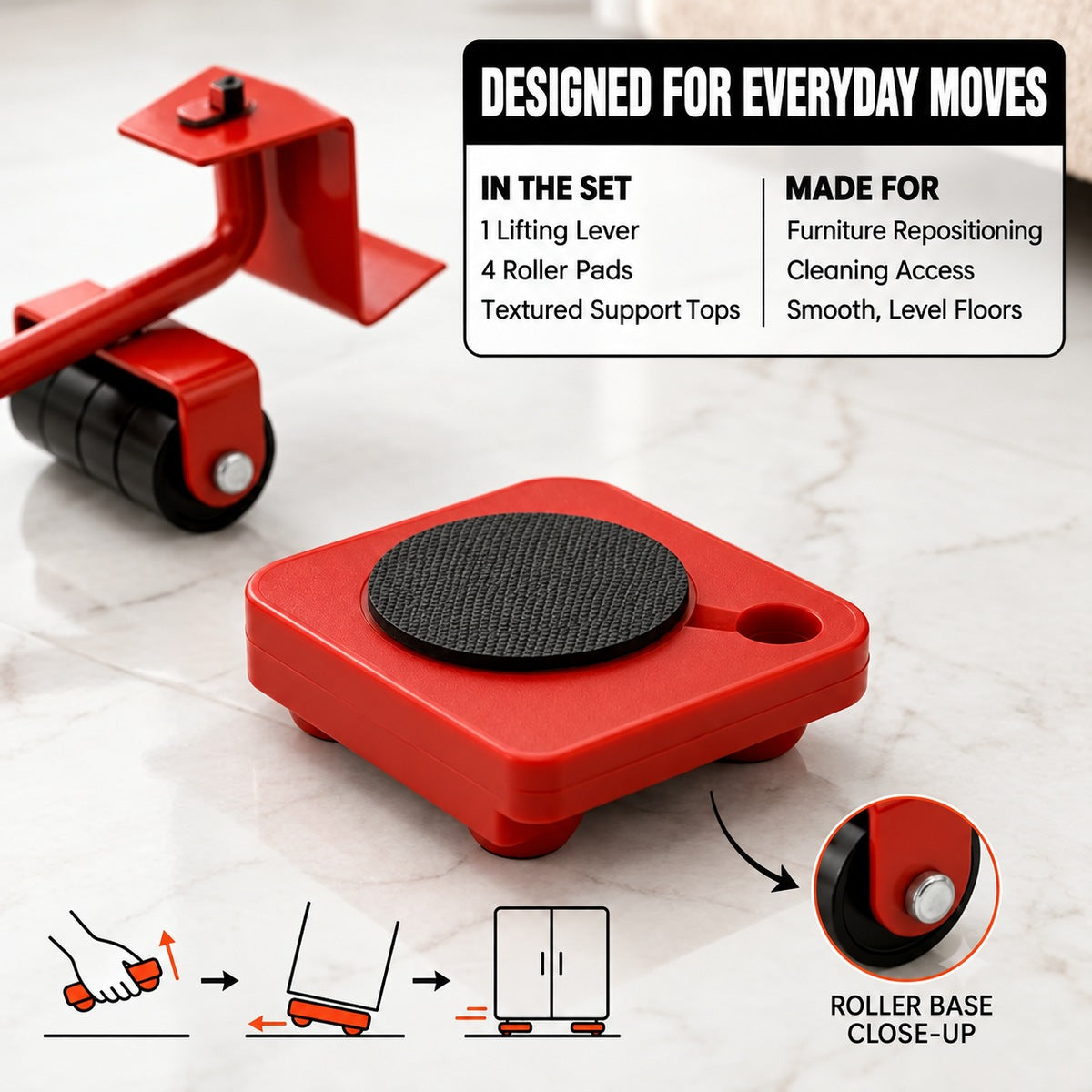 🏡 Furniture Moving Set – Lift, Roll & Rearrange with Less Effort