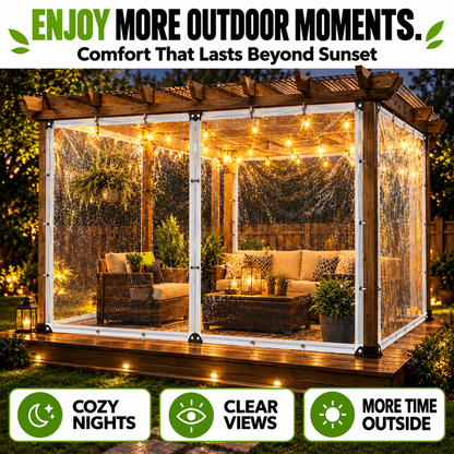 🌧️ Clear Weatherproof Outdoor Curtain – Block Wind & Rain, Keep the View