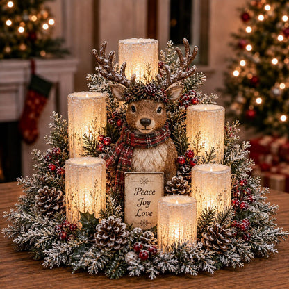 HOT SALE 50% OFF🌲Christmas Lighted Centerpiece with Flameless Candle Glow