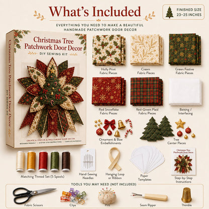 🎄Festive Quilted Christmas Door Hanging DIY Sewing Kit