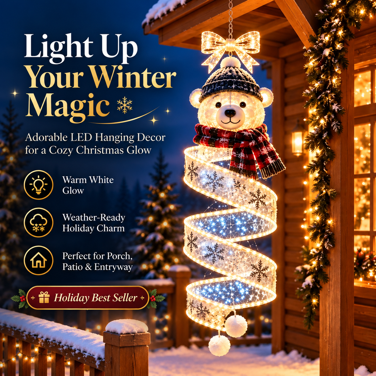 🎄 Giant Glowing Christmas Bow –🎀 Light Up Your Home with Holiday Magic ✨