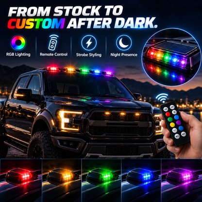 ⚡ Solar RGB Car Roof Strobe Lights – No-Drill Wireless Cab Lights