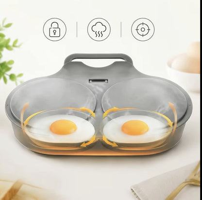 Easy to Clean Microwave Egg Steamer Mold BPA‑Free,Food‑Grade Plastic PP Material - Non-Stick,2 Cup Round Egg Maker