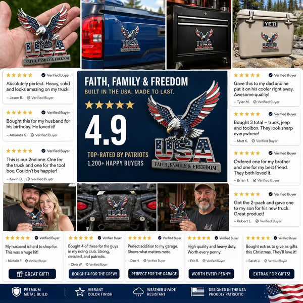 ★USA Faith, Family & Freedom★ Metal Emblem