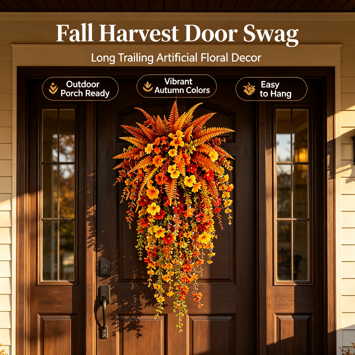 Set of 2 Artificial Fern for Autumn Outdoor Decor– Autumn Porch & Door Decoration