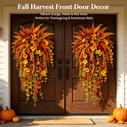 Set of 2 Artificial Fern for Autumn Outdoor Decor– Autumn Porch & Door Decoration