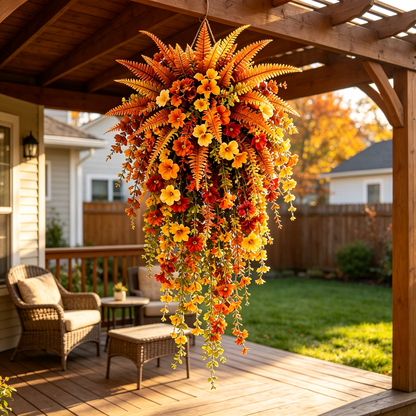 Set of 2 Artificial Fern for Autumn Outdoor Decor– Autumn Porch & Door Decoration