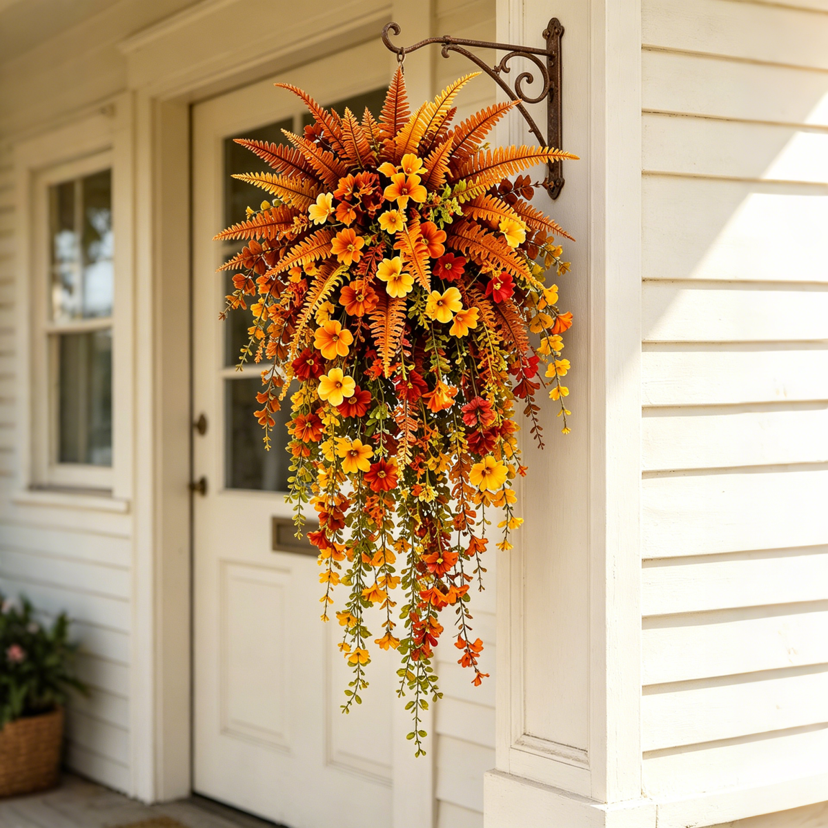 Set of 2 Artificial Fern for Autumn Outdoor Decor– Autumn Porch & Door Decoration