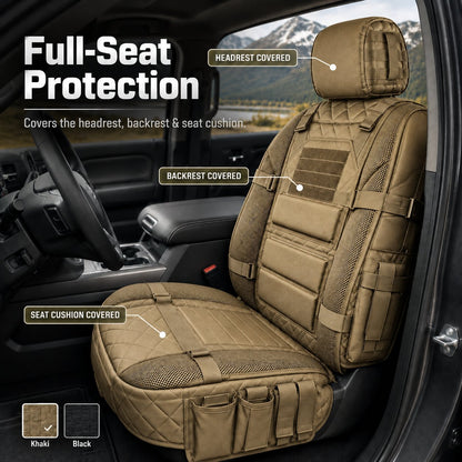 Tactical MOLLE Car Seat Cover Organizer – Rugged Protection & Smart Storage