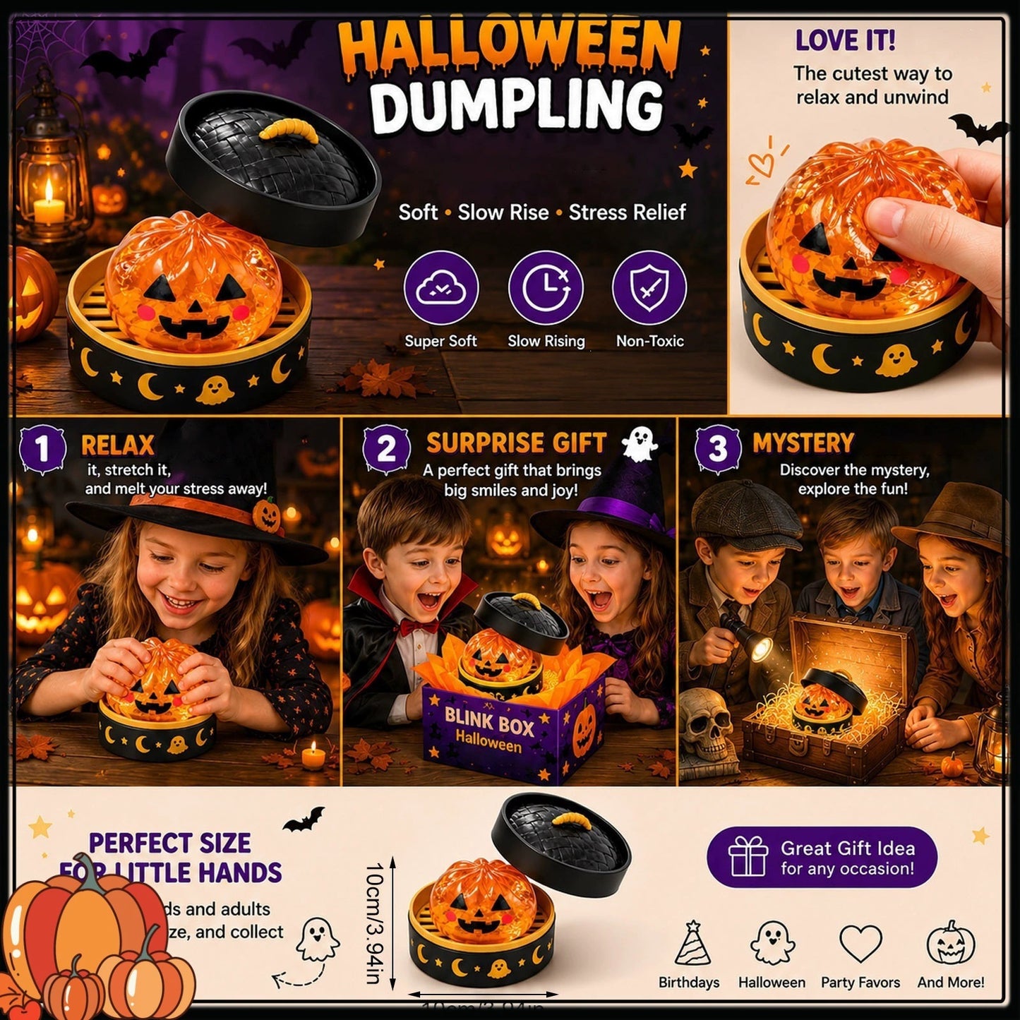 🎃Halloween Dumpling Squishy - Mystery Blind Box👻