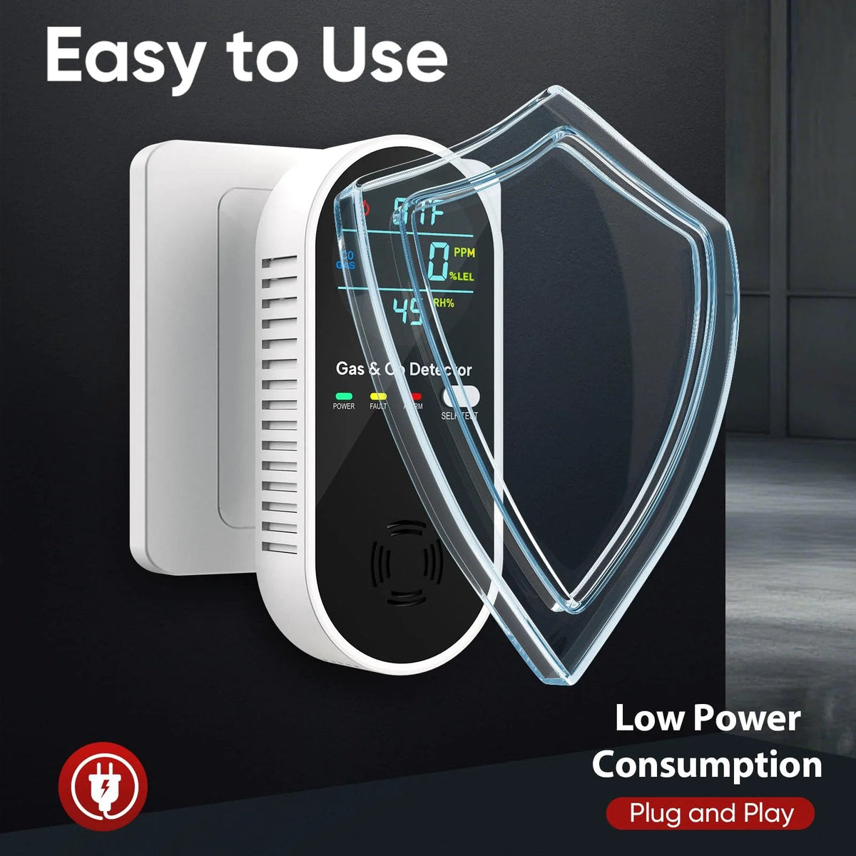 🛡️4 in 1 Gas & Carbon Monoxide Detector with Temperature and Humidity Display