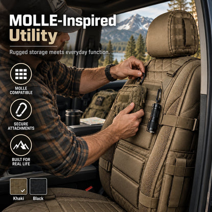 Tactical MOLLE Car Seat Cover Organizer – Rugged Protection & Smart Storage