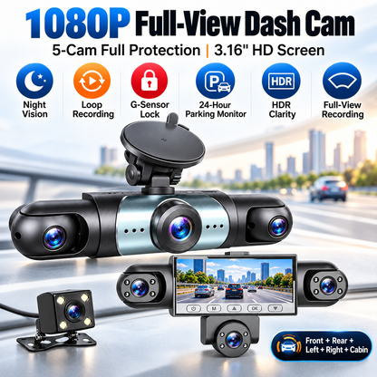 🎥 1080P HD Car Dash Camera | 🚘Infrared Night Vision, G-Sensor, Loop Recording & Adjustable Lenses