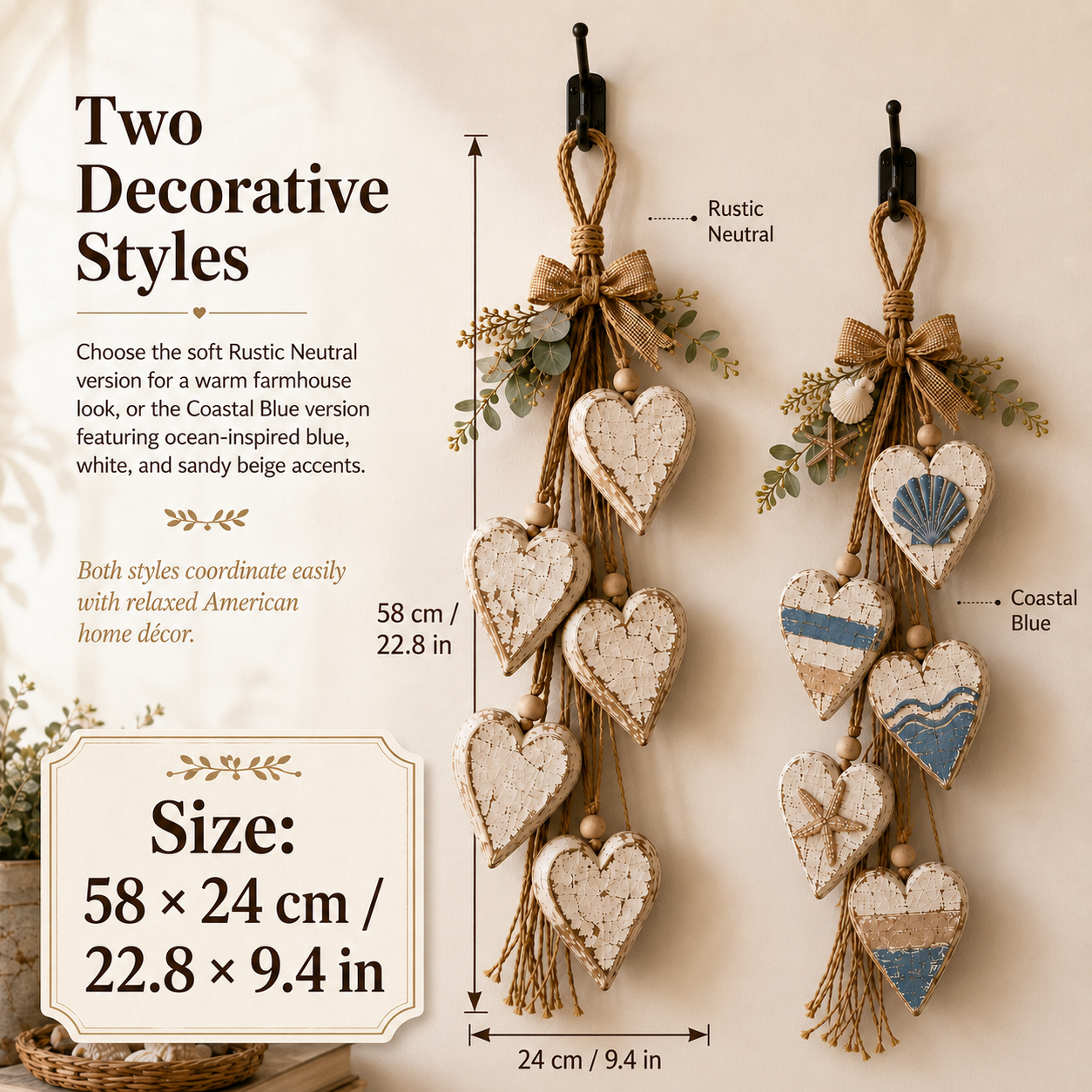 🤎 Hanging Heart Wall Decor-Bring Rustic Warmth Into Your Home