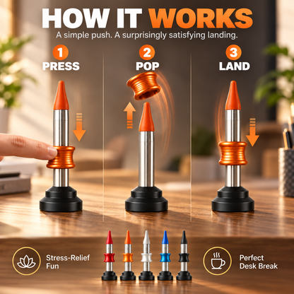 🎯 Pop & Land™ Kinetic Desk Toy | Press, Launch & Land Challenge