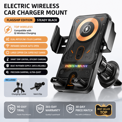 Auto-Clamping Car Wireless Charger, 15W Qi Fast Charging
