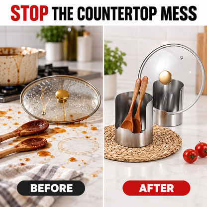 Stainless Steel Spoon & Lid Rest – Keep Counters Clean While Cooking