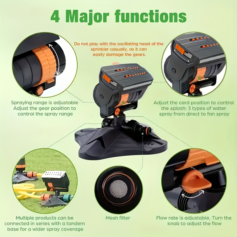 Adjustable Oscillating Sprinkler Wide Coverage