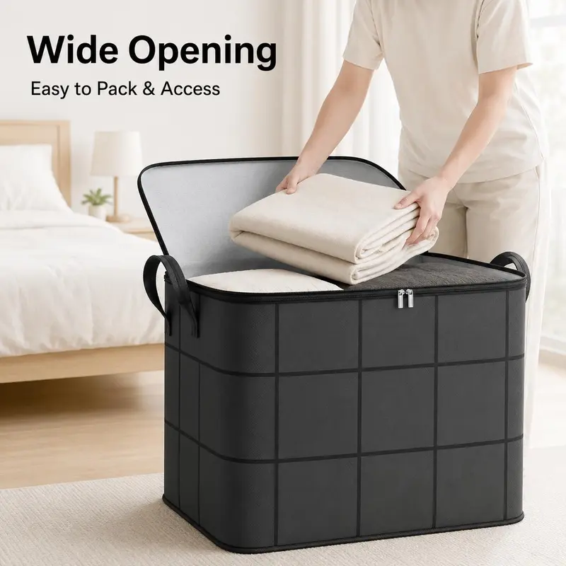 Wide opening storage bag
