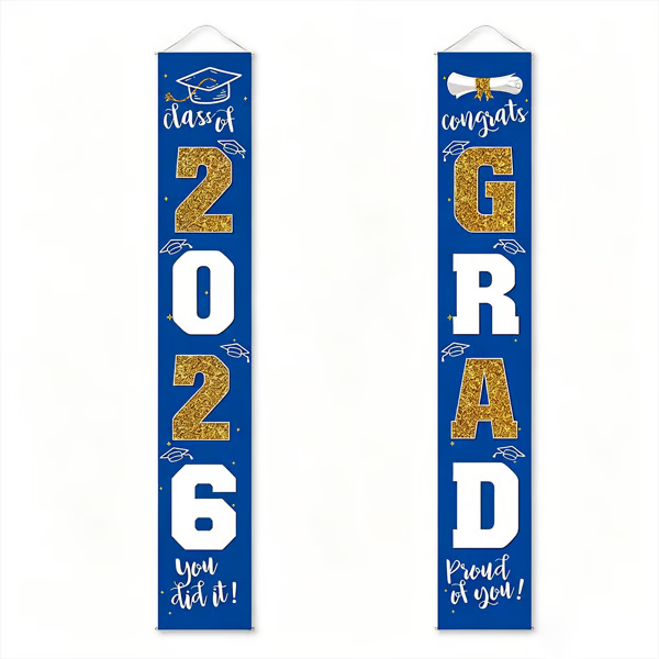 🎓Class of 2026 Graduation Banner | Congrats Grad Front Door Porch Decor for Graduation Party (✨Set of 2)