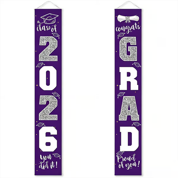🎓Class of 2026 Graduation Banner | Congrats Grad Front Door Porch Decor for Graduation Party (✨Set of 2)