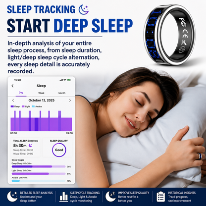 Smart Health Ring – 24/7 Heart Rate, Sleep & Activity Tracking | Sleek, Lightweight & IP68 Waterproof