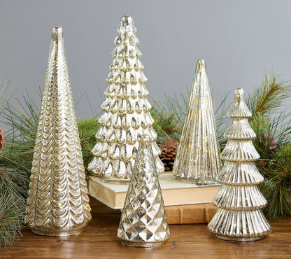 BFF Collection Set of 5 Illuminated Mercury Glass Trees