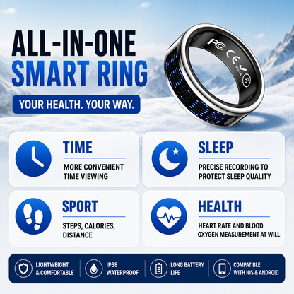 Smart Health Ring – 24/7 Heart Rate, Sleep & Activity Tracking | Sleek, Lightweight & IP68 Waterproof