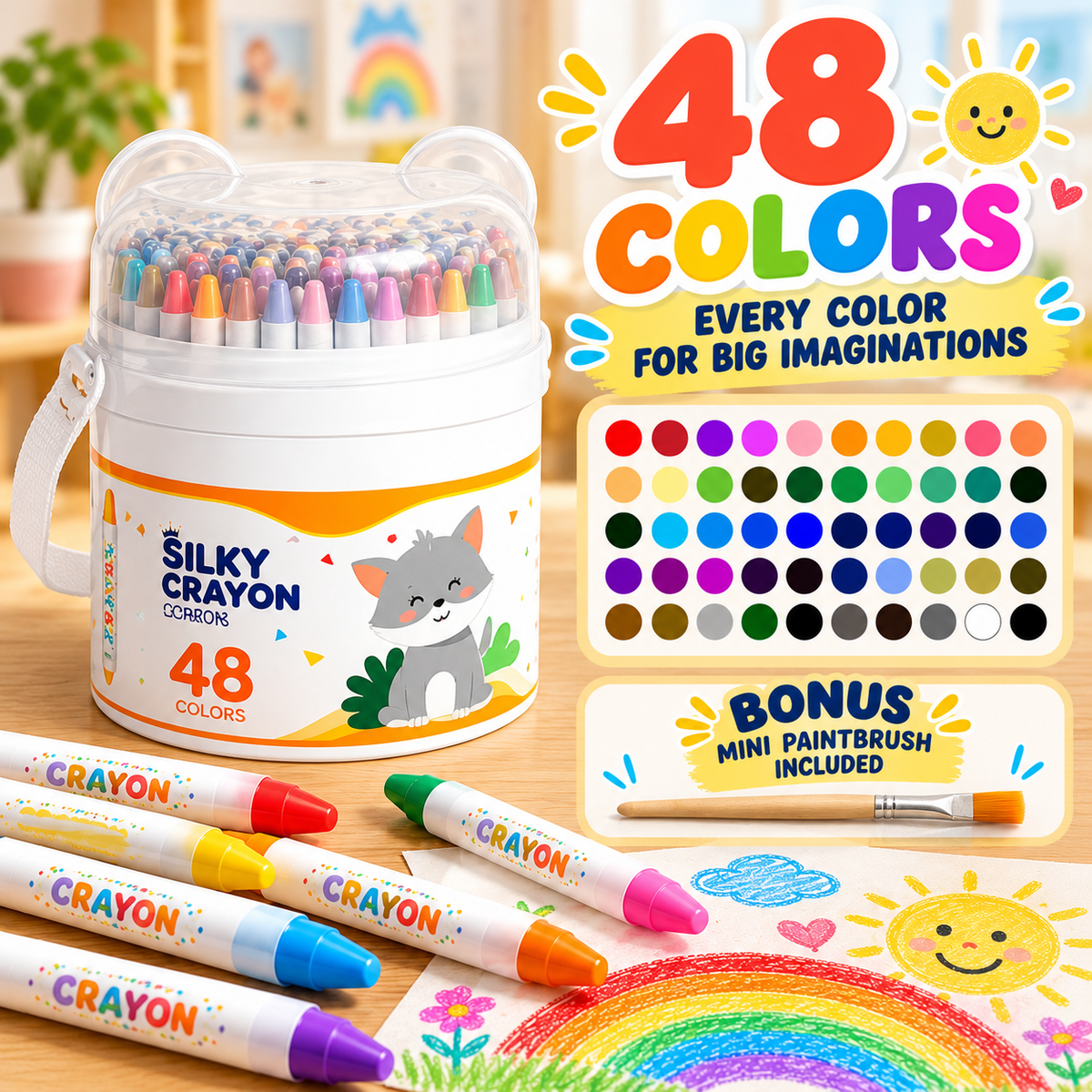 🎨 Washable Silky Twist-Up Crayons for Kids