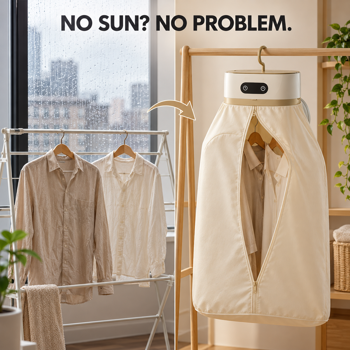 Portable Foldable Clothes Dryer – PTC Heated Drying Bag for Rainy Days & Small Spaces