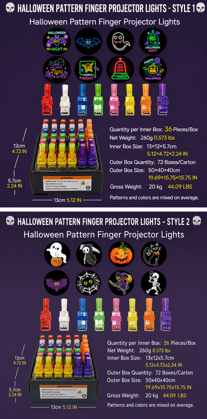Halloween Projector Finger Lights | Fun Glowing Party Favors for Kids