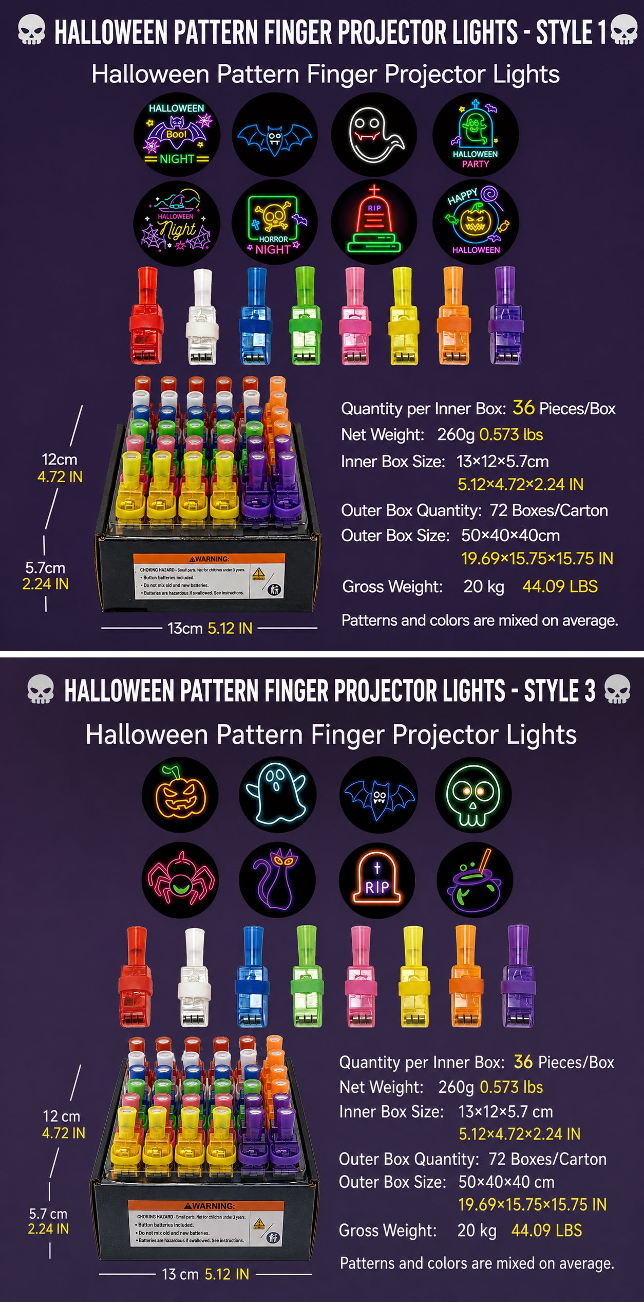 Halloween Projector Finger Lights | Fun Glowing Party Favors for Kids