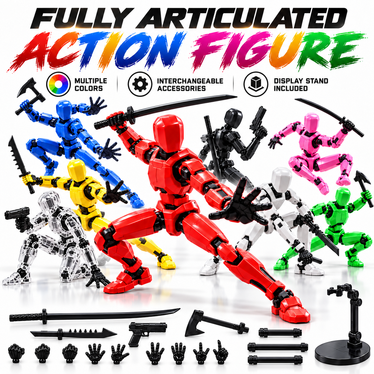 ⚔️💥 Build Your Own Robot Army – Fully Poseable Action Figures with Swappable Weapons